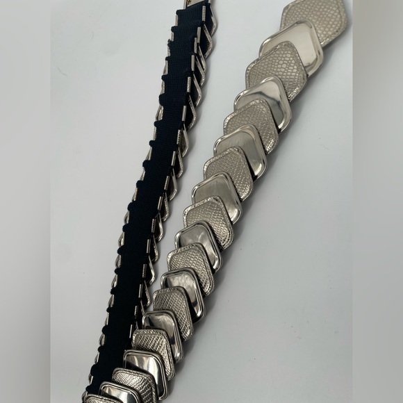 Vintage Metal Stretch Belt Layered Silver Metal Scales Western / Festival Belt - Picture 7 of 9